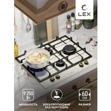 Газовая варочная панель LEX GVG 6043 C IV Light Белый антик