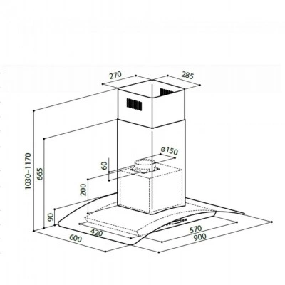 Островная вытяжка LEX Paris Isola 900 Inox Островная вытяжка LEX Paris Isola 900 Inox