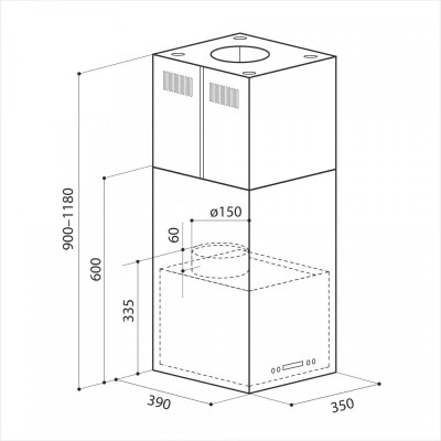 Островная вытяжка LEX Tubo Quattro Isola 350 Inox Островная вытяжка LEX Tubo Quattro Isola 350 Inox