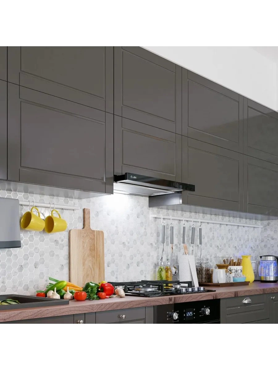 Вытяжка кухонная встраиваемая LEX HIDE 600 BLACK