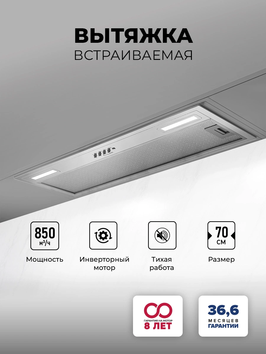 Вытяжка кухонная встраиваемая LEX HYPER 900 Inverter IX