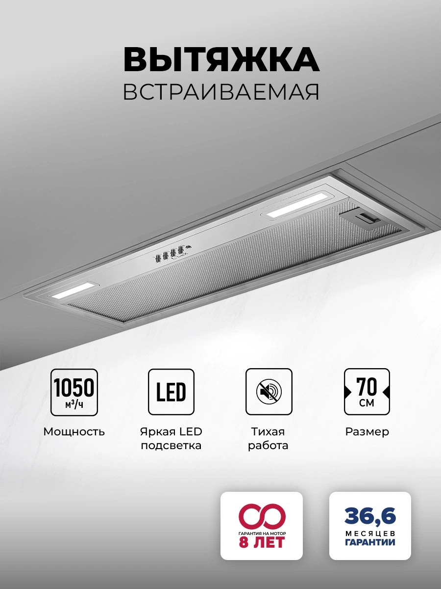 Вытяжка кухонная встраиваемая LEX HYPER 900 IX