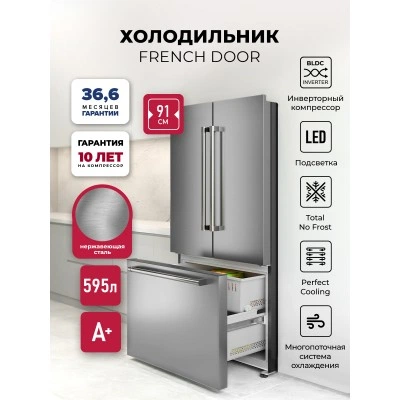 Холодильник двухкамерный отдельностоящий с инвертором LEX LFD595IxID
