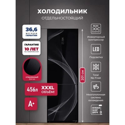 Холодильник отдельностоящий с инвертором LEX LKB201BLGIDMax Wind