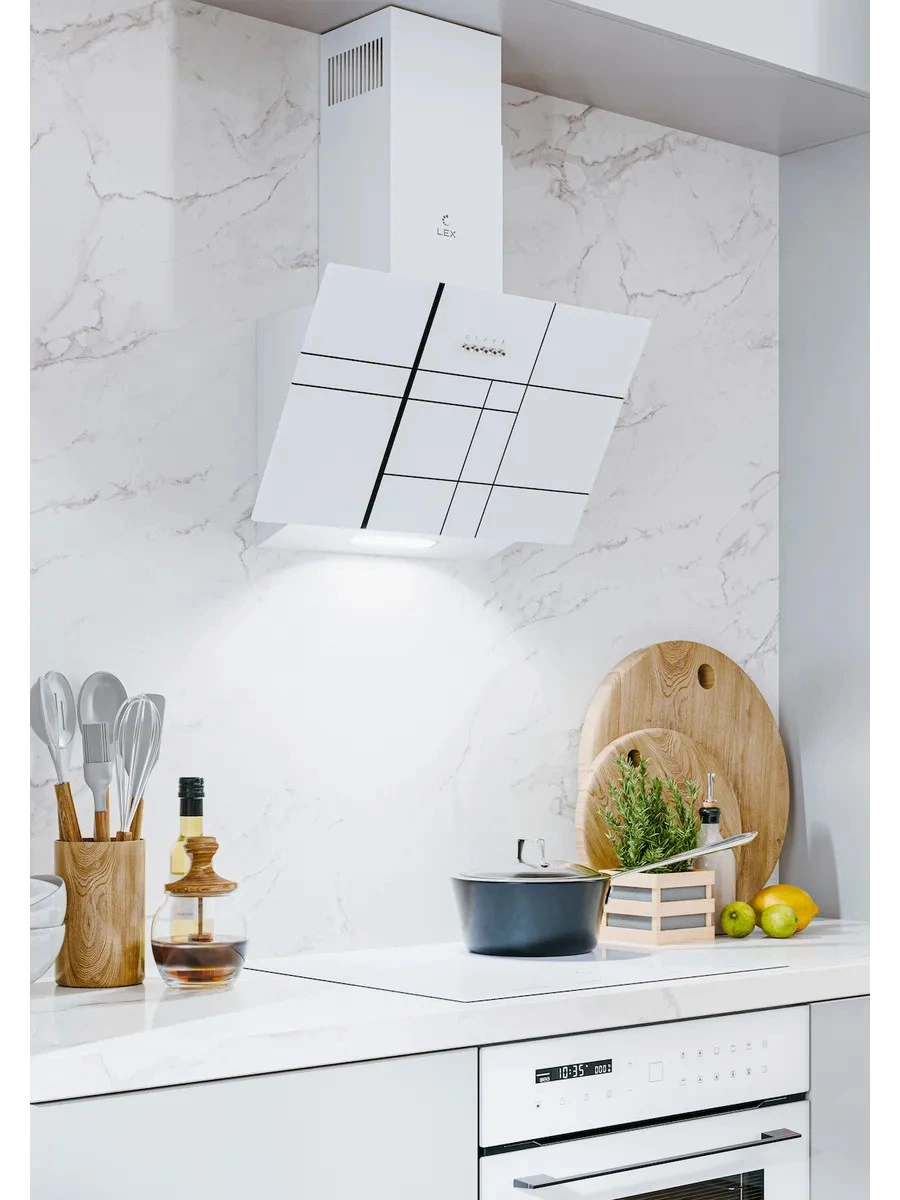 Вытяжка кухонная наклонная LEX MOZA 600 R1 White