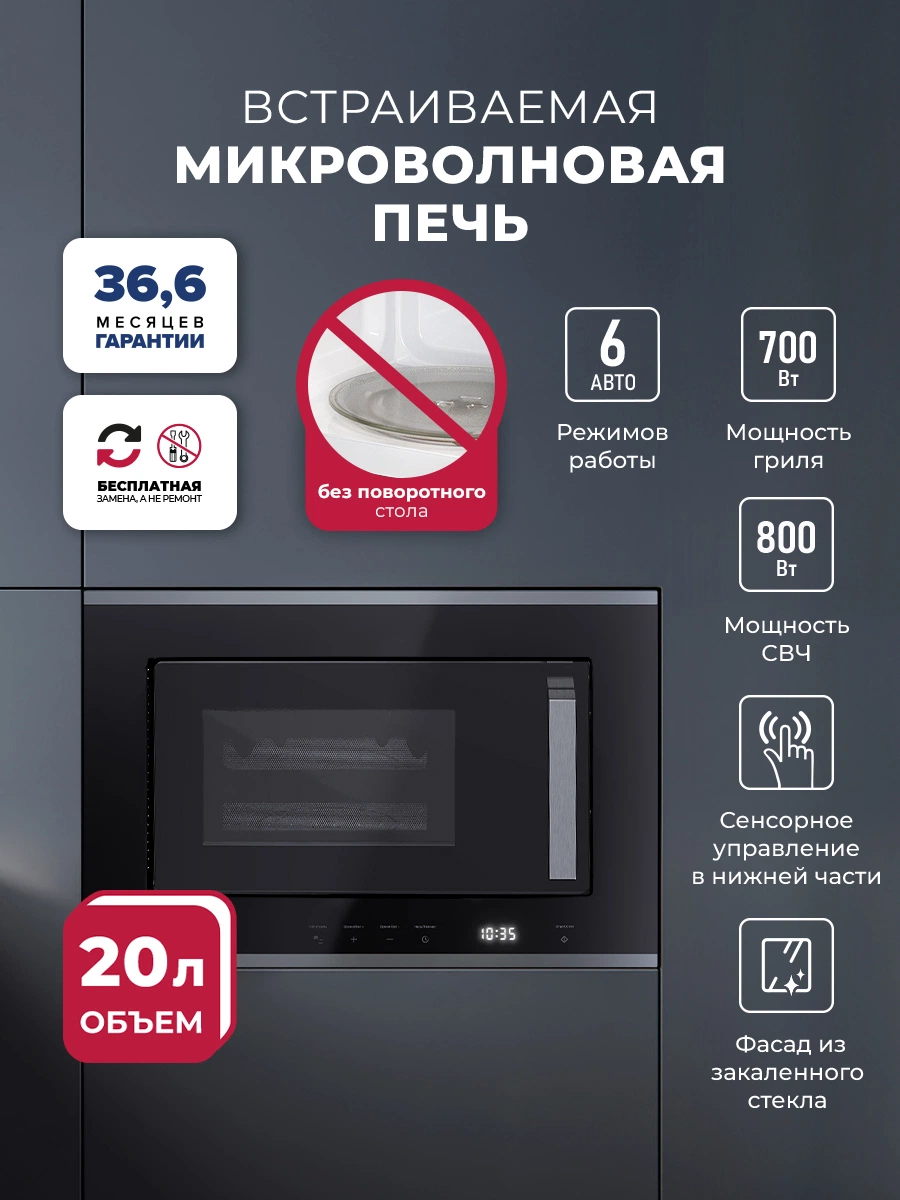 Микроволновая печь встраиваемая LEX BIMO 20.07 IX