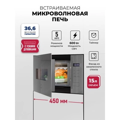Микроволновая печь встраиваемая LEX BIMO 15.02N GR