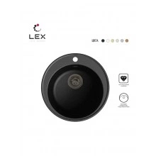 Кварцевая кухонная мойка LEX Lugano 480 Black