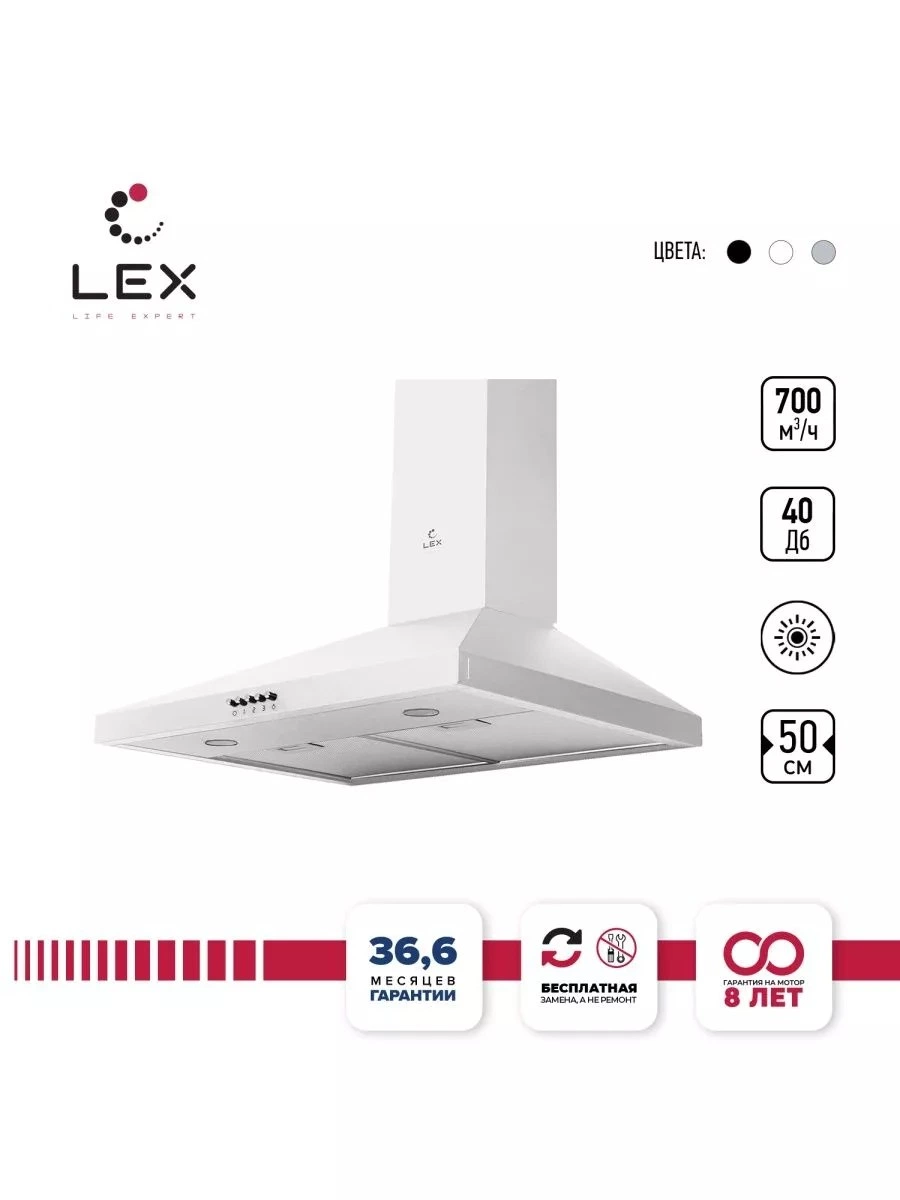 Купольная вытяжка LEX BRIZ 500 White
